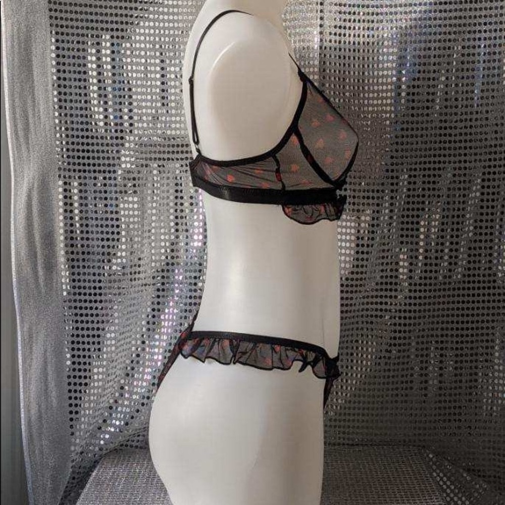 Mesh Heart Patterned Lingerie - Picture 2 of 10